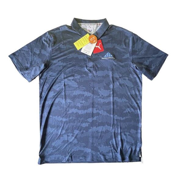 NWT Puma Volition America Folds of Honor Golf America Polo Shirt Camo Blue M Men - Picture 1 of 10